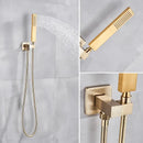 GobekUsa Brushed Gold Rainfall Shower Set with Single Handle Wall Mounted Mixer