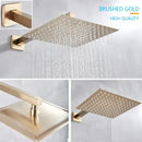 GobekUsa Brushed Gold Rainfall Shower Set with Single Handle Wall Mounted Mixer