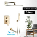 GobekUsa Brushed Gold Rainfall Shower Set with Single Handle Wall Mounted Mixer
