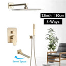 GobekUsa Brushed Gold Rainfall Shower Set with Single Handle Wall Mounted Mixer