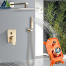 GobekUsa Brushed Gold Rainfall Shower Set with Single Handle Wall Mounted Mixer