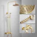 GobekUsa Brushed Gold Rainfall Shower Set Mixer Tap Tub Bathtub Faucet Brass