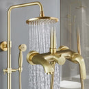 GobekUsa Brushed Gold Rainfall Shower Set Mixer Tap Tub Bathtub Faucet Brass