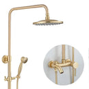 GobekUsa Brushed Gold Rainfall Shower Set Mixer Tap Tub Bathtub Faucet Brass