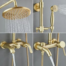 GobekUsa Brushed Gold Rainfall Shower Set Mixer Tap Tub Bathtub Faucet Brass