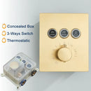 GobekUsa Brushed Gold LED Rainfall Shower Set with Thermostatic Faucet