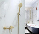 GobekUsa Brushed Gold Wall Mounted Shower Faucet Set for Bathroom with Hot and Cold Mixer