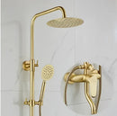 GobekUsa Brushed Gold Bath & Shower Faucet Set for Luxurious Rainfall Experience