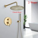 GobekUsa Brushed Gold Shower Faucet Set Wall Mount Rainfall Shower System