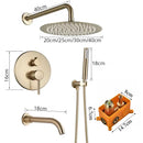 GobekUsa Brushed Gold Shower Faucet Set Wall Mount Rainfall Shower System