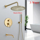 GobekUsa Brushed Gold Shower Faucet Set Wall Mount Rainfall Shower System