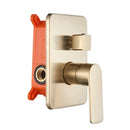 GobekUsa Brushed Gold Shower Mixer: Wall Mount Rainfall Head, Hand Shower, Rotate Tub Spout