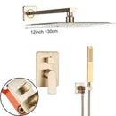 GobekUsa Brushed Gold Shower Mixer: Wall Mount Rainfall Head, Hand Shower, Rotate Tub Spout