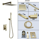 GobekUsa Brushed Gold In-Wall Shower Set with Rainfall Shower Head 8-12"