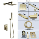 GobekUsa Brushed Gold In-Wall Shower Set with Rainfall Shower Head 8-12"