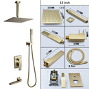 GobekUsa Brushed Gold In-Wall Shower Set with Rainfall Shower Head 8-12"