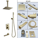 GobekUsa Brushed Gold In-Wall Shower Set with Rainfall Shower Head 8-12"