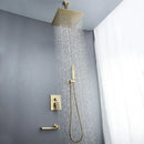 GobekUsa Brushed Gold In-Wall Shower Set with Rainfall Shower Head 8-12"