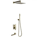 GobekUsa Brushed Gold In-Wall Shower Set with Rainfall Shower Head 8-12"