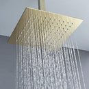 GobekUsa Brushed Gold In-Wall Shower Set with Rainfall Shower Head 8-12"
