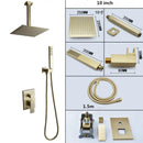 GobekUsa Brushed Gold In-Wall Shower Set with Rainfall Shower Head 8-12"