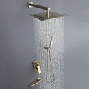 GobekUsa Brushed Gold In-Wall Shower Set with Rainfall Shower Head 8-12"