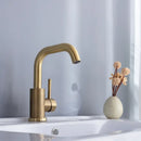 GobekUsa Brushed Gold Basin Faucet Single Handle Deck Mounted Cold Hot Mixer Tap