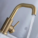 GobekUsa Brushed Gold Basin Faucet Single Handle Deck Mounted Cold Hot Mixer Tap