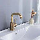 GobekUsa Brushed Gold Basin Faucet Single Handle Deck Mounted Cold Hot Mixer Tap