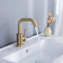 GobekUsa Brushed Gold Basin Faucet Single Handle Deck Mounted Cold Hot Mixer Tap
