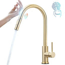 GobekUsa Brushed Gold Smart Sensor Kitchen Faucet, Dual Outlet, Single Handle