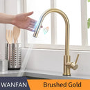 GobekUsa Brushed Gold Smart Sensor Kitchen Faucet, Dual Outlet, Single Handle