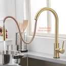GobekUsa Brushed Gold Smart Sensor Kitchen Faucet, Dual Outlet, Single Handle