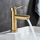 GobekUsa Brushed Gold Solid Brass Bathroom Faucet Single Handle Deck Mounted Tap