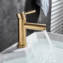 GobekUsa Brushed Gold Solid Brass Bathroom Faucet Single Handle Deck Mounted Tap