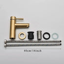 GobekUsa Brushed Gold Solid Brass Bathroom Faucet Single Handle Deck Mounted Tap