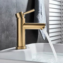 GobekUsa Brushed Gold Solid Brass Bathroom Faucet Single Handle Deck Mounted Tap