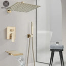 GobekUsa Brushed Gold Shower Faucet Set 2/3 Way Rainfall Bathtub Mixer Wall Mounted Box