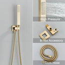GobekUsa Brushed Gold Shower Faucet Set 2/3 Way Rainfall Bathtub Mixer Wall Mounted Box