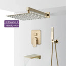GobekUsa Brushed Gold Shower Faucet Set 2/3 Way Rainfall Bathtub Mixer Wall Mounted Box