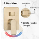 GobekUsa Brushed Gold Shower Faucet Set 2/3 Way Rainfall Bathtub Mixer Wall Mounted Box