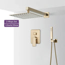GobekUsa Brushed Gold Shower Faucet Set 2/3 Way Rainfall Bathtub Mixer Wall Mounted Box