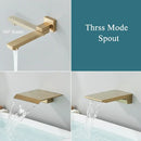 GobekUsa Brushed Gold Shower Faucet Set 2/3 Way Rainfall Bathtub Mixer Wall Mounted Box