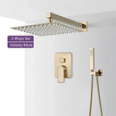 GobekUsa Brushed Gold Shower Faucet Set 2/3 Way Rainfall Bathtub Mixer Wall Mounted Box