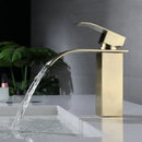 GobekUsa Brushed Gold Stainless Steel Basin Faucet Deck Mounted Hot Cold Mixer Tap