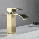 GobekUsa Brushed Gold Stainless Steel Basin Faucet Deck Mounted Hot Cold Mixer Tap