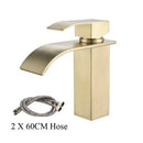 GobekUsa Brushed Gold Stainless Steel Basin Faucet Deck Mounted Hot Cold Mixer Tap