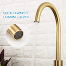 GobekUsa Brushed Gold Stainless Steel Kitchen Faucet 360 Rotate Deck Mount Sink Mixer Taps
