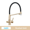 GobekUsa Brushed Gold Swivel Kitchen Faucet with Purification Function