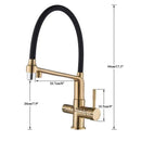 GobekUsa Brushed Gold Swivel Kitchen Faucet with Purification Function